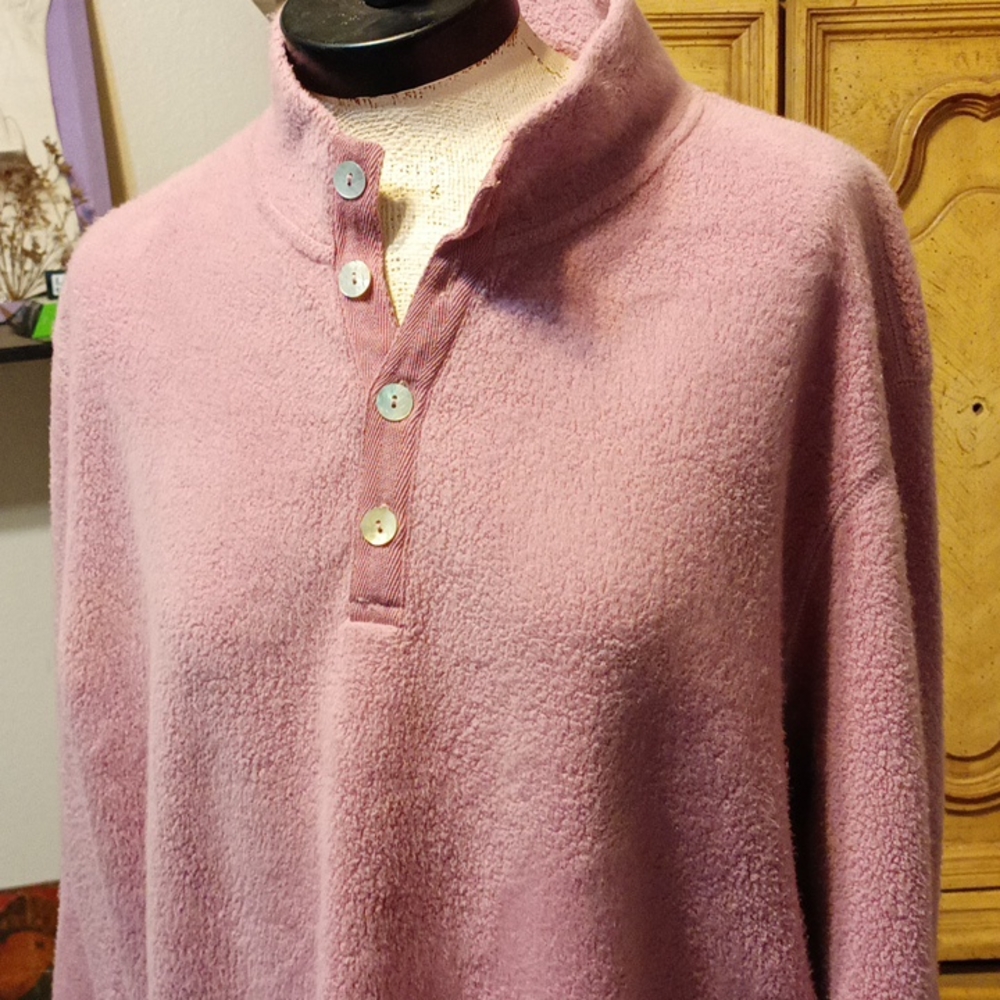 Women Pink Sweater L Cozy Long Sleeve Cuddly Plush Winter SOFT SURROUNDINGS B80